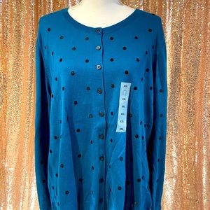 Old Navy Cardigan Turquoise polka dot XXL